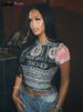 Weird Puss See Through Crop Tops Women Numeral Print Short Sleeve O-Neck Sexy Club Patchwork Streetwear Skinny Hot Girls Tees_ecoleips.com