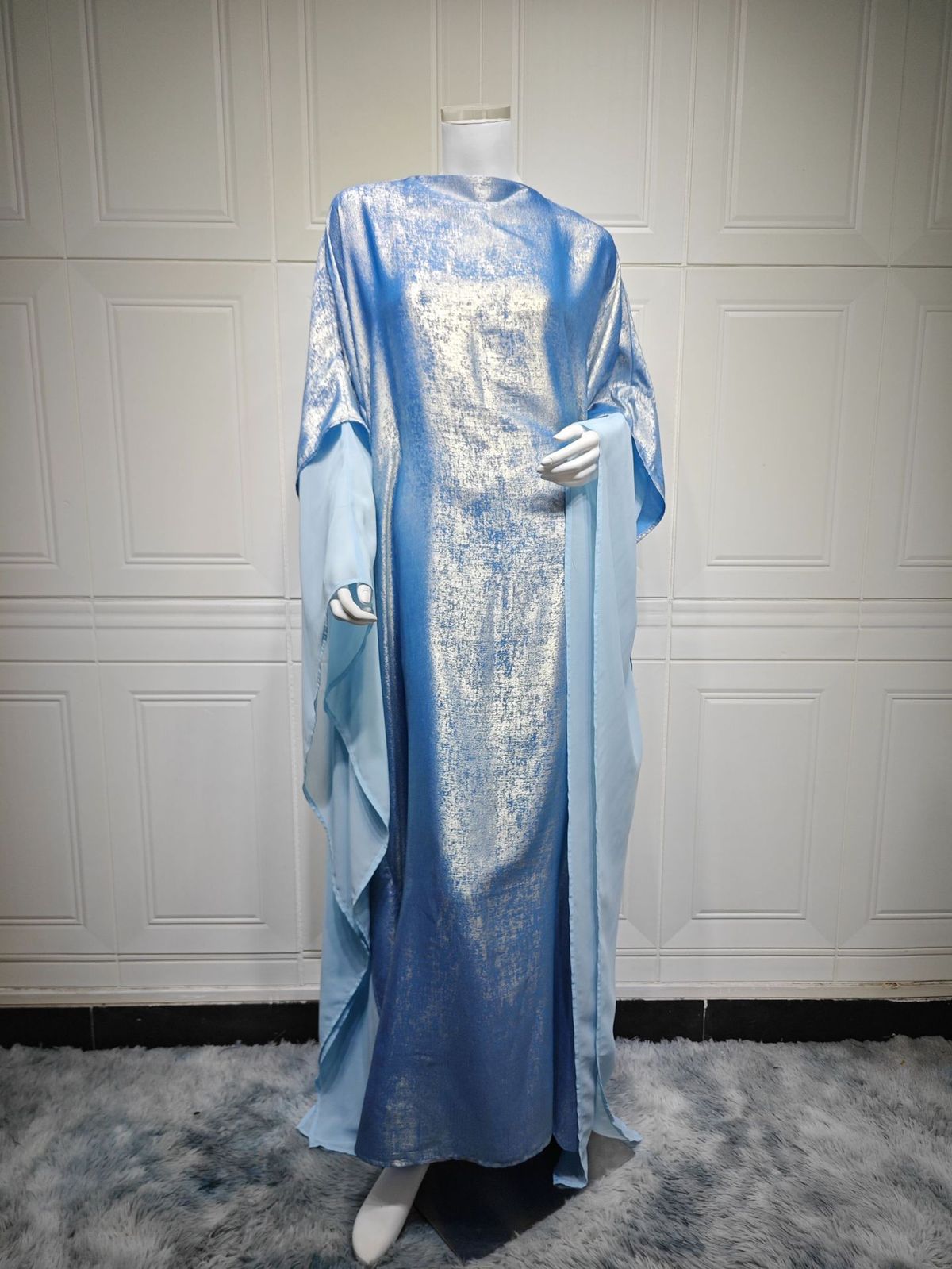 Modest Abaya Dress Elegant Foil-Printed Long Sleeve Robe Dress – Glamorous Pullover Gown For Special Occasions_ecoleips.com