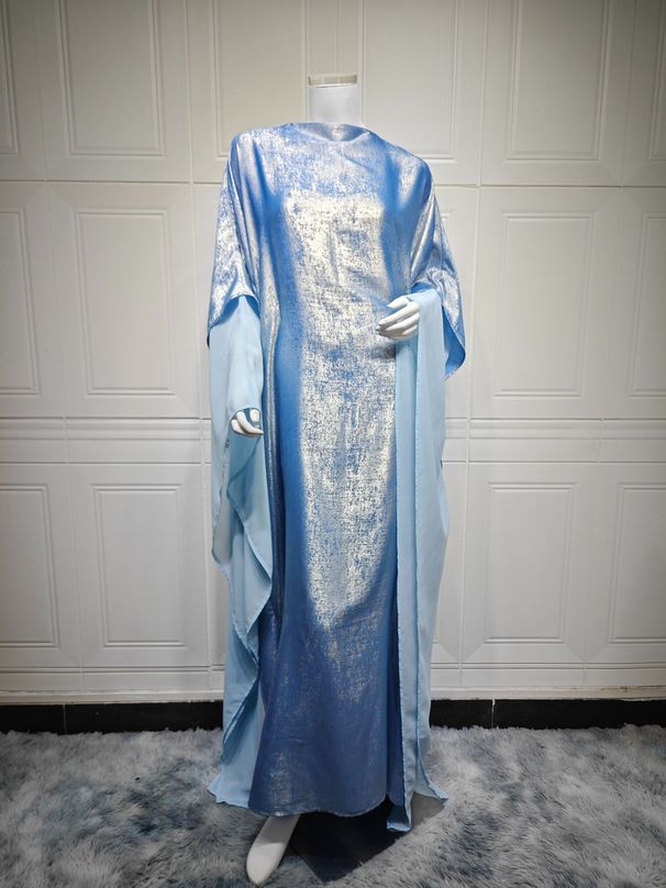 Modest Abaya Dress Elegant Foil-Printed Long Sleeve Robe Dress – Glamorous Pullover Gown For Special Occasions_ecoleips.com