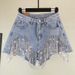 Women's Clothing Fashion Women's Shorts Ripped Tassel Chain Sexy Denim Shorts Women_ecoleips.com