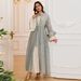 Women's Clothing Autumn And Winter New Trumpet Sleeve Elegant Long Dress Embroidered Robe Cardigan Two Piece Set_ecoleips.com