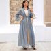 Women's Clothing Evening Dress Muslim Ladies Robe Lotus Leaf Sleeve New Mesh Dress_ecoleips.com