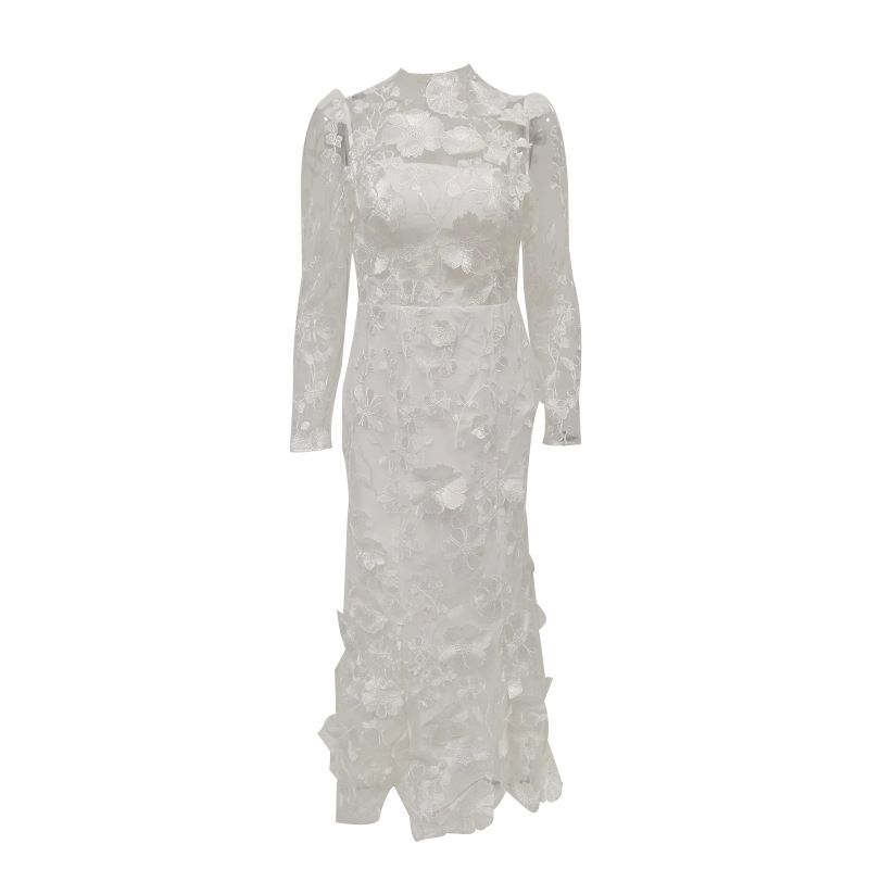 Women's Clothing Autumn New Round Neck Long Sleeve Heavy High Waist Dress For Women_ecoleips.com