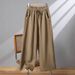 Suitable For All Seasons Cotton Wide-Leg For Women Zen Clothing Autumn High-Waist Draped Linen Cropped Plus Size Tai Chi Drawstring Straight-Leg_ecoleips.com