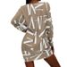 Spring/Summer Women's Long-Sleeved Dress With Letter Printing, Round Neck, Casual And Loose Fit_ecoleips.com