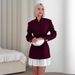 European-Style Tailored Blazer For Women – Slim Fit Single-Breasted Button Jacket (Burgundy/Black) | Office-to-Outing Versatility_ecoleips.com