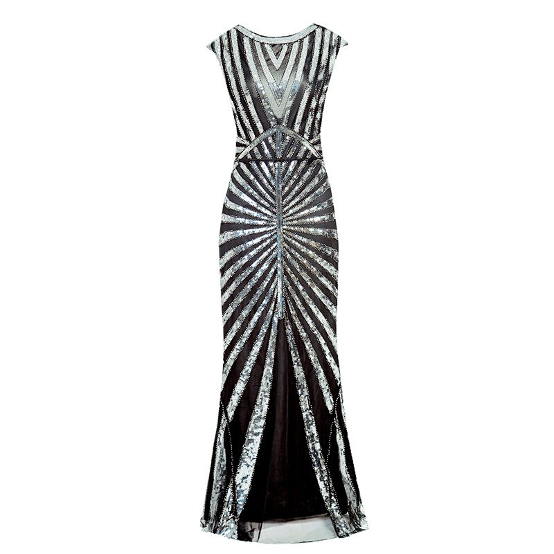 Women's Clothing Sequined Fishtail Hem Long Slim Dress For Evening Party, Annual Meeting, High End Banquet Cocktail Dress_ecoleips.com