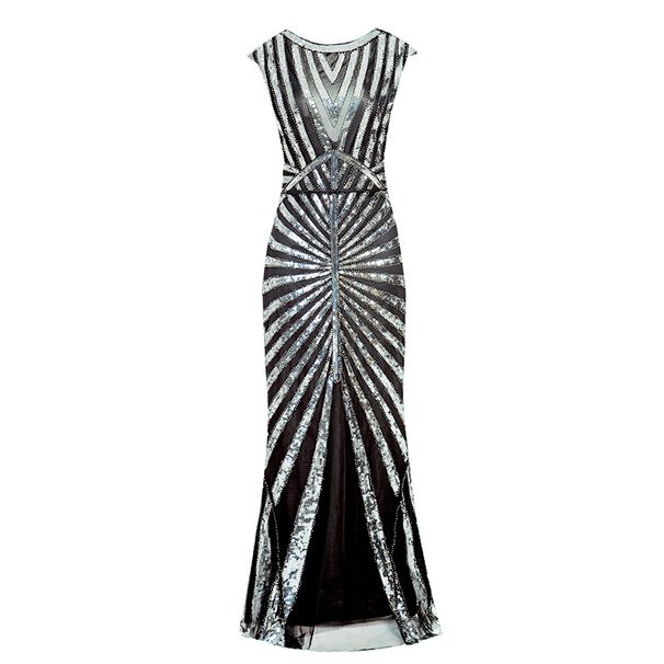 Women's Clothing Sequined Fishtail Hem Long Slim Dress For Evening Party, Annual Meeting, High End Banquet Cocktail Dress_ecoleips.com