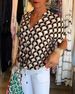 Verve Ladies Women's Clothing Summer V Neck Fashion Elegant Printed Blouse_ecoleips.com