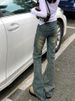 K American Hot Girl Vintage Denim Micro Flared Pants For Women's New Low Rise Slim Fit And Stretchy Flared Pants_ecoleips.com