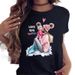 Women's Loose-Fit Plus-Size White Family Outfit Short-Sleeve T-Shirt_ecoleips.com