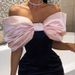 New In-Stock Spring European And American Women's Fashion Off-Shoulder Bow Tight Birthday Party Mini Dress_ecoleips.com