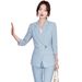 Women's Blue Suit Set Professional Office Blazer And Pants Slim Fit Elegant Business Formal Wear_ecoleips.com