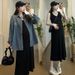 Autumn New Two-Piece + Gradient Denim Shirt 2-Piece Set Maternity Dress_ecoleips.com