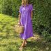 Loose, Large-Sized Striped Short-Sleeved Shirt Dress For Women, Summer Casual Cotton And Linen Mid-Length Dress_ecoleips.com