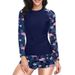 Print One Piece Swimsuit Women's Long Sleeved Wetsuit Conservative Style With Triangle Zipper Multiple Styles Available_ecoleips.com