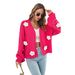 Aria Basics Aria Basics Heavy-duty Three-dimensional Embroidered Floral Lantern Sleeve Loose Knit Cardigan For Women, Autumn Winter, European_ecoleips.com