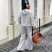 Women's Long Sleeve Hoodie & Jogger Pants Set - Fall Winter Athleisure Outfit (White Gray, S-XL) | Breathable Polyester Spandex Blend_ecoleips.com