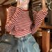 Colorful Striped Long-Sleeve T-Shirt For Women Perfect For Autumn Casual Wear. Slimming Design With Built-In Base Laye_ecoleips.com