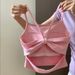 Stylish Bowknot Backless Camisole Women, New Summer Hot Girl Pure Desire Beauty Back Strap Top With Chest Pads For_ecoleips.com