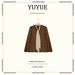 25 Vintage Coffee-Colored Suit Leather Jacket V-Neck Women's Early Autumn Versatile Stylish Loose Short Coat_ecoleips.com