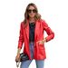 Women's Clothing Street Style Pure Color Casual Fashion Three color Leather Jacket _ecoleips.com