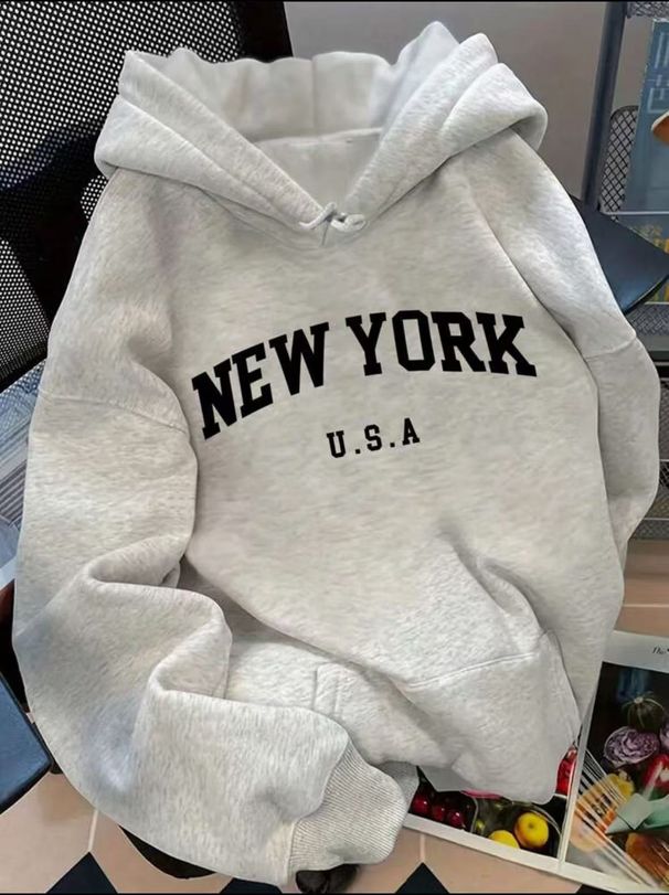 American Retro Letter Print Mid-length Casual Hooded Sweatshirt Jacket, Loose And Versatile Long-sleeve Top For Women In_ecoleips.com