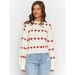 Sweet And Lovely Heart-Shaped Two-Color Jacquard Contrasting Round-Neck Long-Sleeved Sweater Pullover For Autumn And Win_ecoleips.com