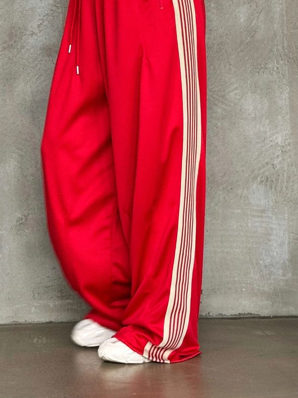 Women's High Waist Wide Leg Pants Casual Slimming Drapey Straight Leg Floor Length Side Stripes Cotton Elastic Waist_ecoleips.com