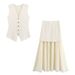 Women's Clothing Spring New Outerwear Vest Vest Top Design Niche Leisure Temperament Skirt Suit_ecoleips.com
