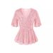 Summer Women's Sequined Top V Neck Short Sleeve Slim Fit Sparkling Dress Casual Party Wear_ecoleips.com