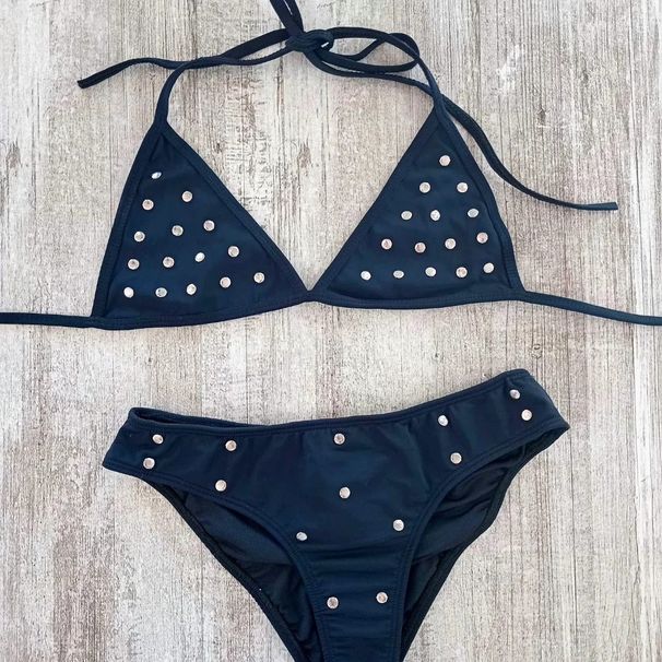Sexy Halter Neck Three-Point Bikini European American Style Y2K Beach Swimwear Metal Decoration Cross Border Summer_ecoleips.com