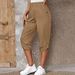 Women's Summer Casual Cropped Pants Elastic Waist Fashionable American Style Trendy Bottoms_ecoleips.com