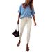Women's Clothing Denim Shirt Women's Summer Thin Short Sleeve New Fashion Lapel Shirt_ecoleips.com