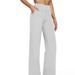 Women's High Waist Straight Leg Trousers Casual Loose Fit with Pockets European And American Style Autumn New Knit Pants_ecoleips.com