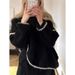 Winter And Autumn Long-Sleeved Casual Knitwear For Women, Suitable As A Top_ecoleips.com