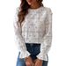 Women's Clothing Women's Clothing Spring And Summer Casual Hollow Lace Long Sleeved Shirt_ecoleips.com