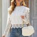 Spot Lace Shirt 2026 American New Product Bottoming Sexy Hollow Lace Long Sleeved Fresh And Sweet Women's Top_ecoleips.com