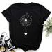 European And American Cross-border Foreign Trade Clothing, Simple Dandelion Pattern Round-neck Printed Women's_ecoleips.com