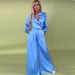 Women's Clothing Elegant Collar Lantern Sleeve Shirt High Waist Wide Leg Pants Two Piece Suit_ecoleips.com