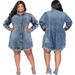 Plus Size Women's Long Sleeve Coat Dress Tassel Hole_ecoleips.com