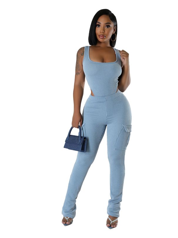 Women's Clothing Casual High Waist Jumpsuit For Women Style Twist Stripe Elastic Work Pants Autumn Winter Suit_ecoleips.com