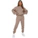 Women's Clothing Crew Neck Pullover Trousers Fashion Casual Long Sleeved Solid Color Long-Sleeve Hoodie & Pants Set – Casual Fall/Winter Outfit_ecoleips.com