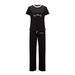Women's Printed Two-Piece Set - Elegant Short Sleeve Top & Comfortable Bottoms For Summer_ecoleips.com