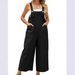 Women's Clothing Sleeveless Cotton And Linen Overalls Adjustable Straps Wide Leg Jumpsuit With Pockets_ecoleips.com