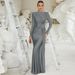Women's Slim Fit Evening Dress Elegant Fashionable round Neck Long Sleeve European American Style Cross Border Wholesale 2025 Spring New Arrivals_ecoleips.com