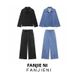 Women's Clothing Set Open Collar Patch Pocket Top With Pants Regular Fit Spring/Autumn_ecoleips.com