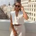 Women's Short Vest Flip Top Outerwear Early Spring Fashion European American Style_ecoleips.com