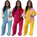 L524 European And American Women's Clothing Autumn Winter Color Block Pocket Casual Shirt Two-Piece Set_ecoleips.com
