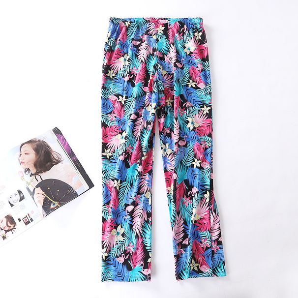 Spring Summer 100% Cotton Pants Women Sleep Bottoms Female Plus Size Night Trousers Sleepwear Pyjama Print Home Pajama Pants_ecoleips.com